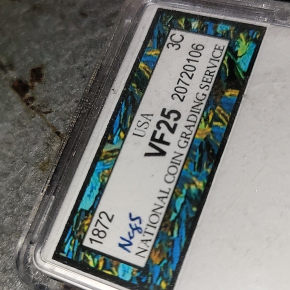 1872. Graded. Key Date. 3 Cent piece. VF 25 - Picture 2 of 5